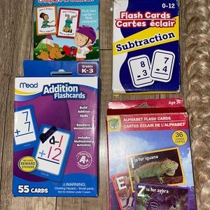 Kids childs toddlers kindergarten learning school additon alphabet flashcards 3+